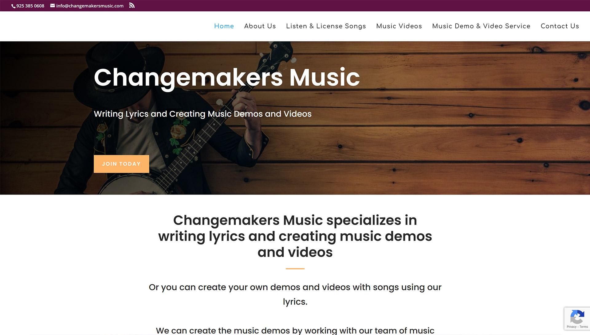 changemakers music landing page